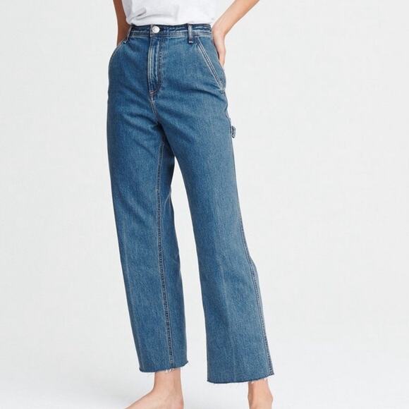 Rag & Bone Ruth Super High Rise Straight Crop Jeans Lagoon Wash - Picture 1 of 11